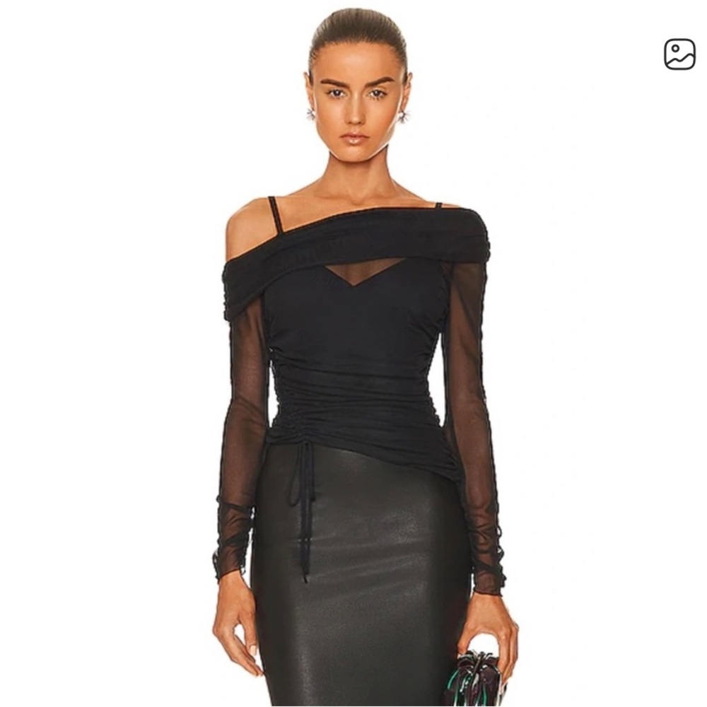 Jonathan Simkhai Black Sheer Sleeve Blouse